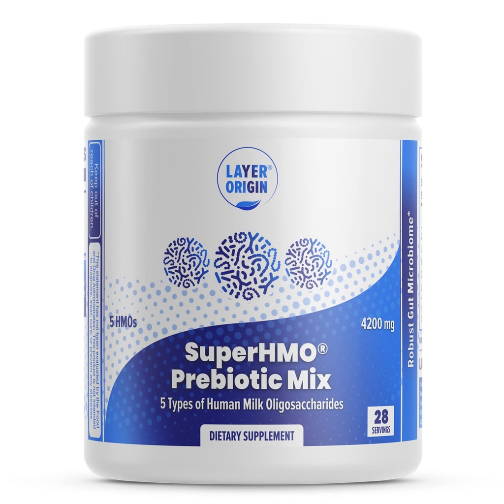 Lag Opprinnelse SuperHMO Prebiotic Mix med 5-HMO Prebiotic Fiber for Gut, Digestion, Hjernehelse - pulver, 28 Serveringer