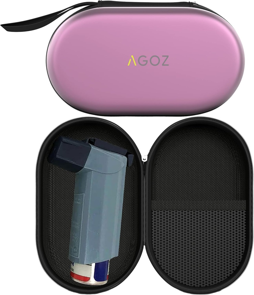 AGOZ Astma Inhaler Case Zippered beskyttende medisinsk puch dekke med Wrist Strap (Purple)