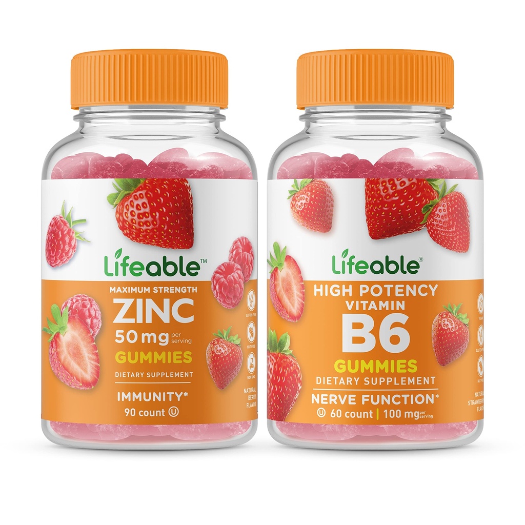 Livbar Sink 50mg + vitamin B6, Gummies Bundle - Great Tasting, vitamin Supplement, Glutenfri, GMO Free, Chewable Gummy