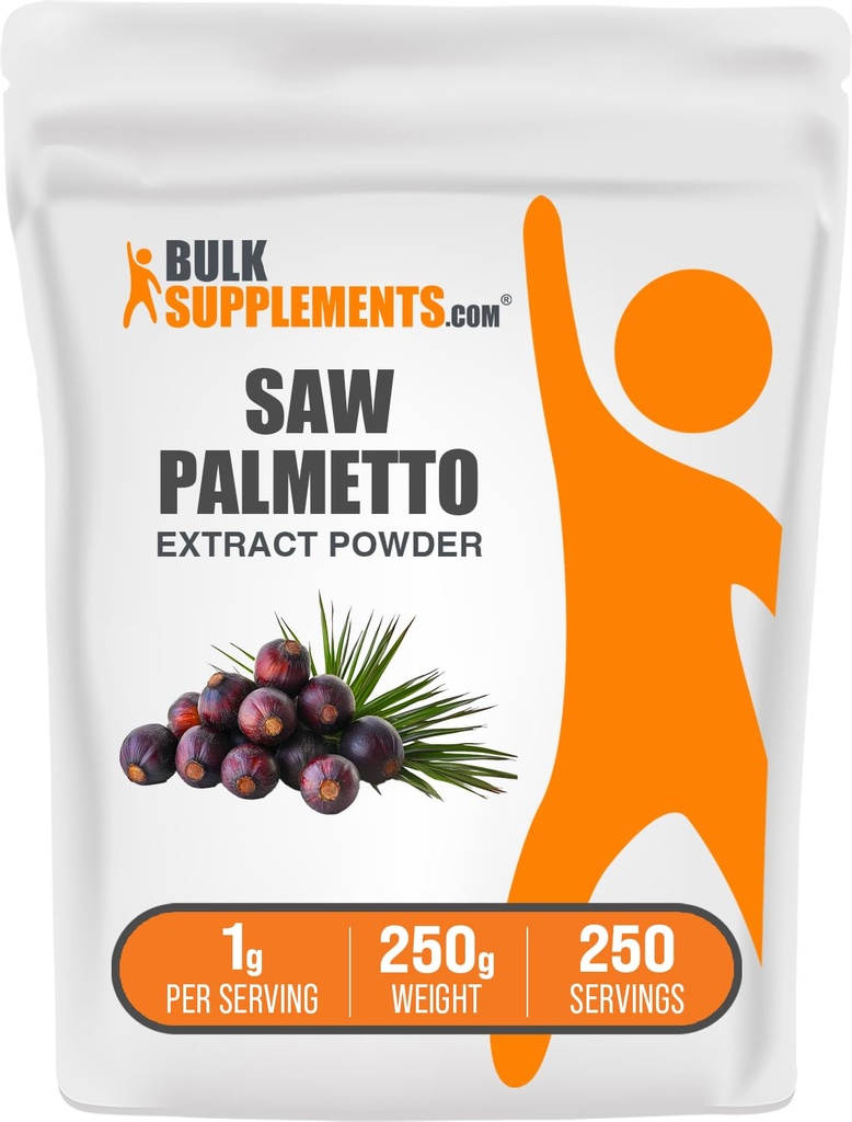 BulkSupplements.com så Palmetto Extract Powder - Serenoa Repens, så Palmetto Supplement, Herbal Supplement - Vegan & Glutenfri, 1g per servering, 250g (8,8 oz) (Pack of 1)