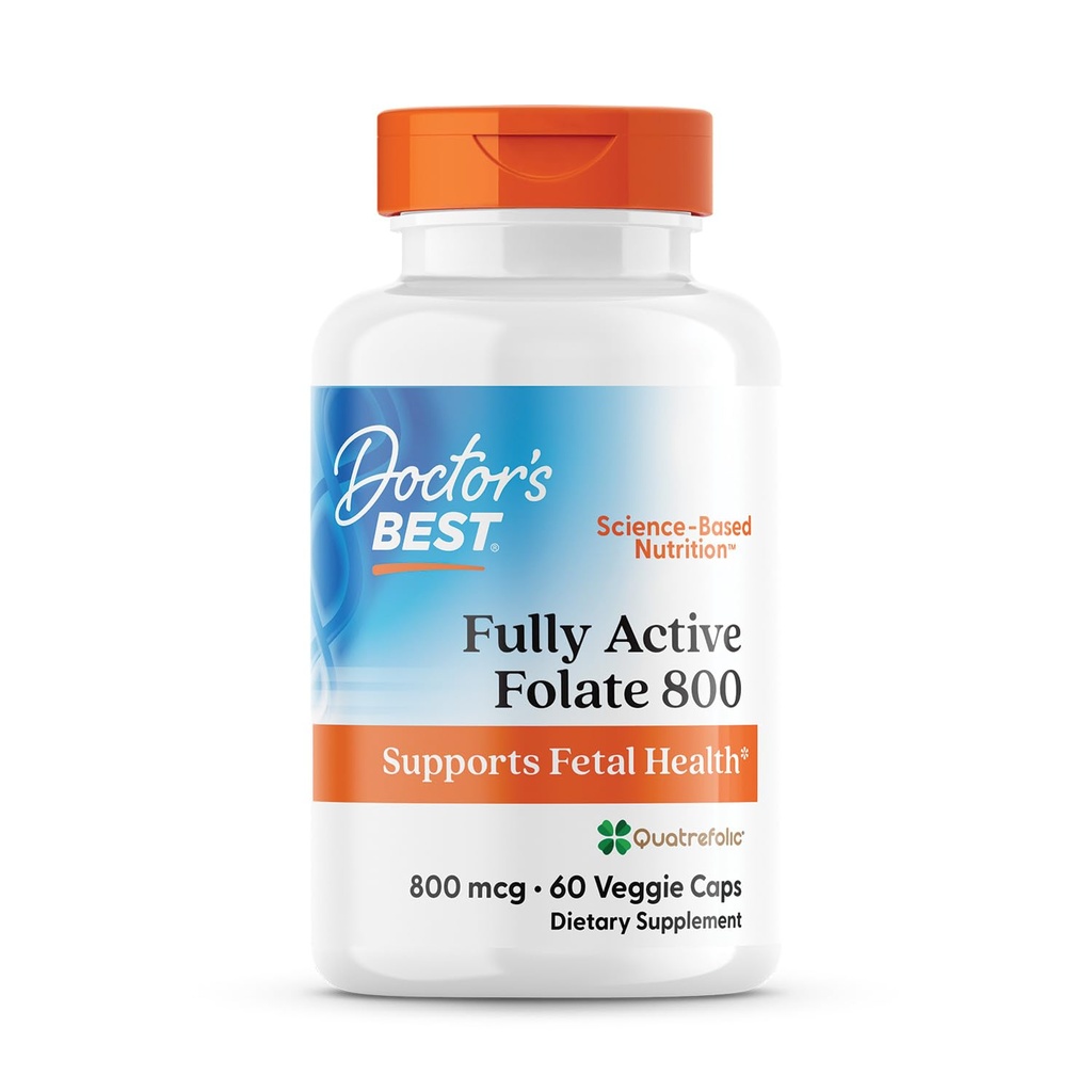 Leger Best Fullly Active Folate 800 med Quatrefolic, Støtter Fetal Helse, Ikke-GMO, Glutenfri, Vegan 60 Veggie Caps