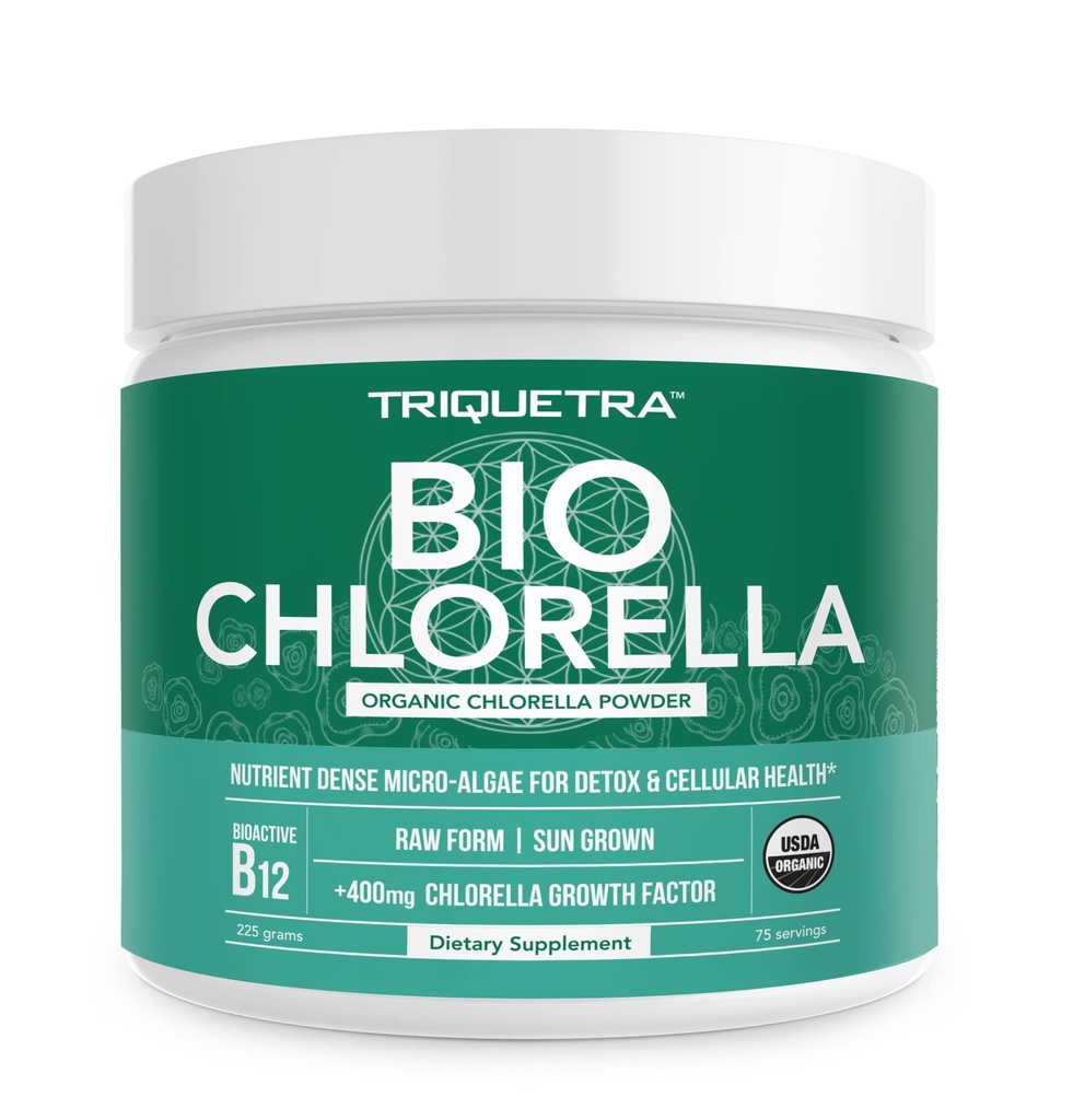 Organisk klorellapulver – rå & sol-Grown – Nutrient-Dense Green Algae med CGF (Chlorella Growth Factor), støtter generelt velvære og vitalitet – Vegansk-vennlig – 75 serveringer (225g)