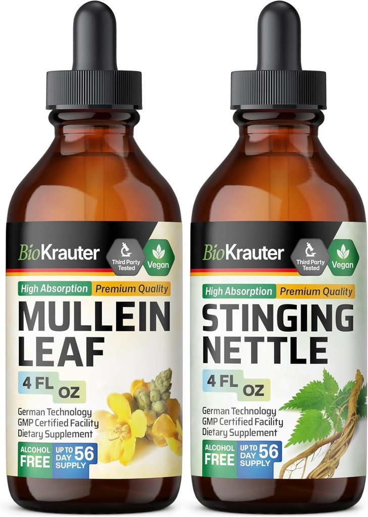 BIO KRAUTER Mullein Tinktur 4 Fl. Oz. & Stinging Nettle Tinktur 4 Fl. Oz.