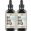 B1 B6 B12 Vitamin flytende dråper - Nerve, Energi, Brain Support Supplement - Fruity-Like Flavor - Metylkobalamin, Thiamin, Pyridoxin (2)