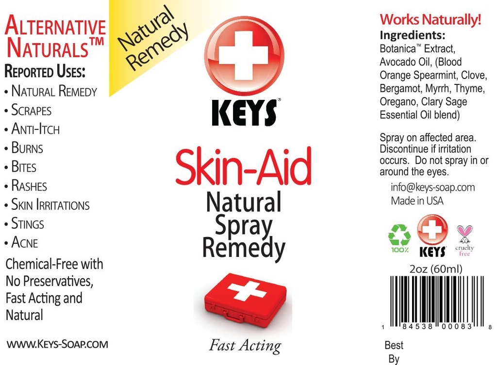 Nøkkelene Hud-Aid Vegan, Kjemisk-fri, Alle naturlige antiseptiske analgesisk Spray Therapy Remedy, Hurtigvirkende farmasøytisk Grade ingredienser i terapeutiske proporsjoner, Ingen Lidocain, 2 ounces