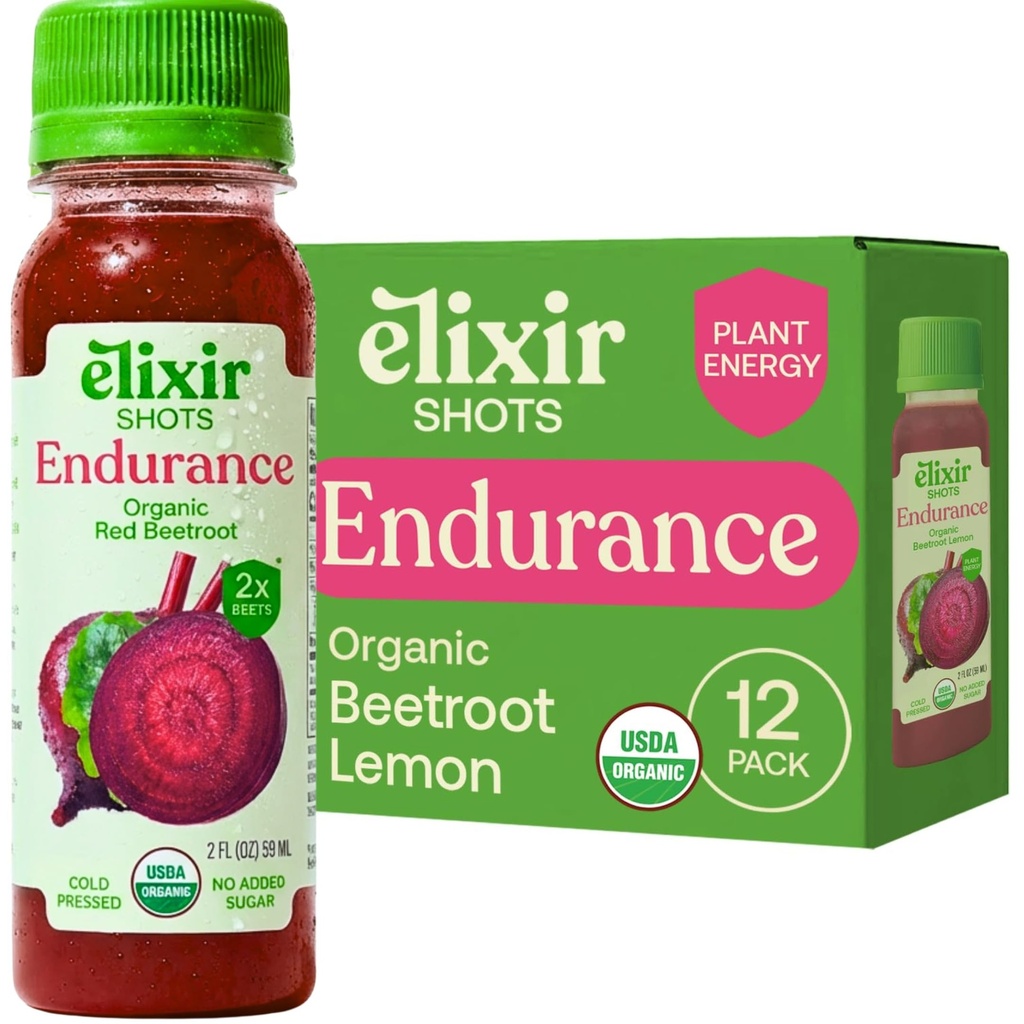 Elixir Shots, utholdenhet og velvære Shot med kaldpresset 100% organiske ingredienser, Beet, Carrot, Celery, sitron, ingen tilsatt sukker eller kunstige ingredienser, 12 pakke
