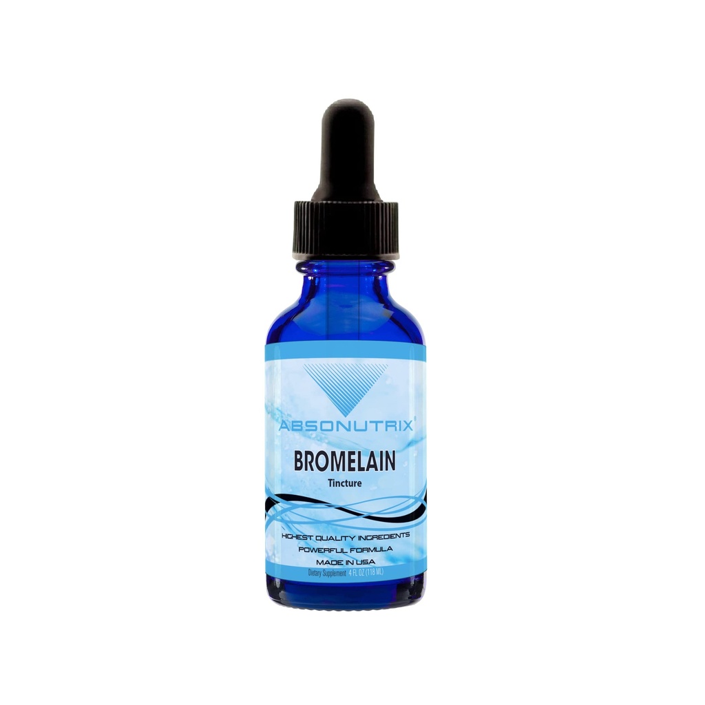 Absonutrix Bromelain 590 mg, Easy-to-Consume flytende dråper, 4 Oz flaske, Pineapple ekstrakt til bruk støtte, rask absorpsjon, Glutenfri, tredjeparts testet, GMP-sertifisert, Ikke-GMO, laget i USA