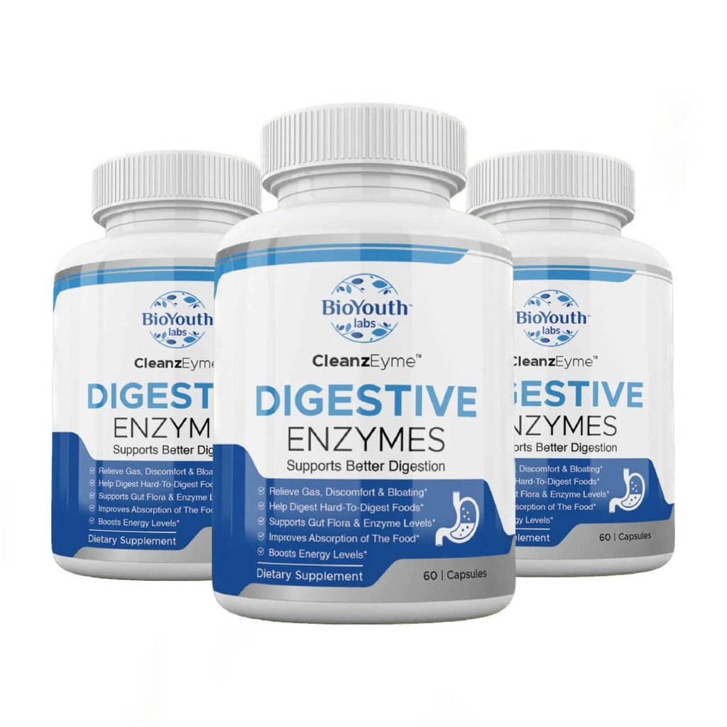 Labs Naturlige Digestive Enzymer & Probiotic Supplement for voksne, 180 Kapsler - Nutritive blanding av Digestive Enzymer & Fordel Probiotic for Digestion & Digestive Helse.