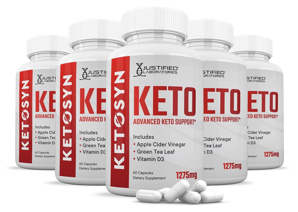 (5 Pack) Ketosyn Keto ACV-piller 1275MG Keto-støtte Blende Capsule Alternativ til Keto ACV Gummier Formulert med Apple Cider Vinegar Ekstra Jomfru Olive Oil Powder Grønn Te Leaf 300 Kapsler