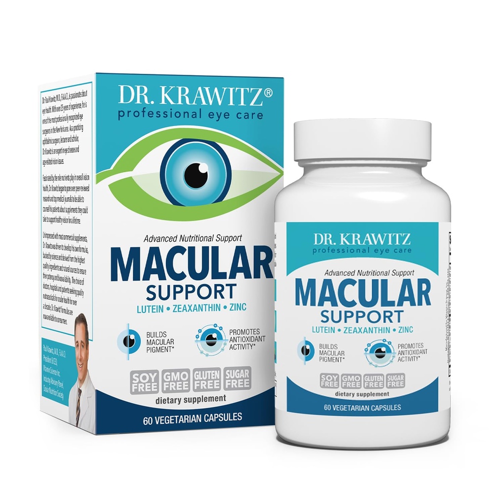 Macular Støtte med Lutein, Zeaxanthin Zinc (60 vegetariske kapsler)