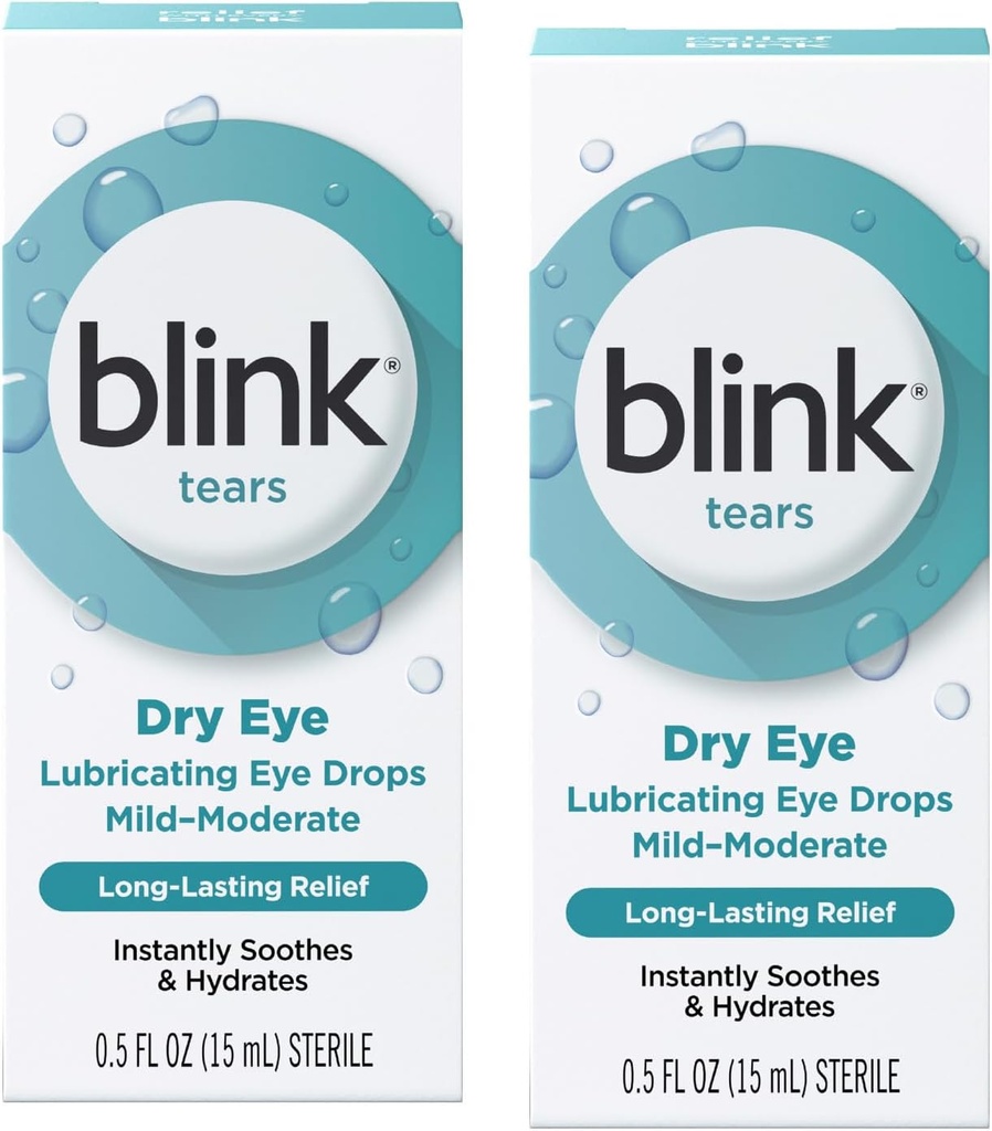 Blink Tårer Lubrerende øyedråper (Mild-Moderate tørr øye), 0.5 FL OZ (15 ml) - 2-pakke
