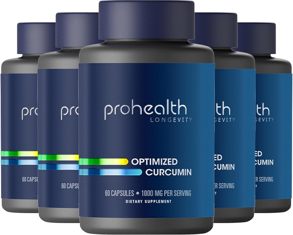 ProHealth Turmeric Curcumin Supplement: 285 ganger Mer Biotilgjengelig - Utviklet av nevrosciencester. 1000 mg konsentrert Longvida Curcumin ekstrakt per servering (60 X 500 mg kapsler per flaske) (6 pakke)
