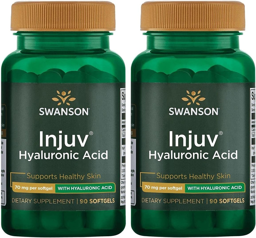 Swanson Injuv - Støtter naturlig hudbevegelse - (90 Softgels, 140 mg Hver) 2 Pakke