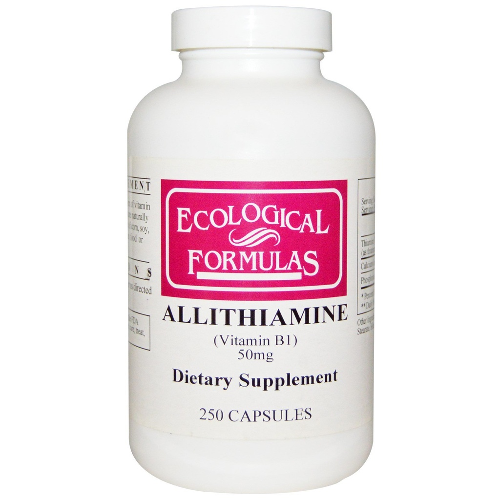 Økologiske formler allithiamin vitamin B1, 50 mg, 250 kapsler