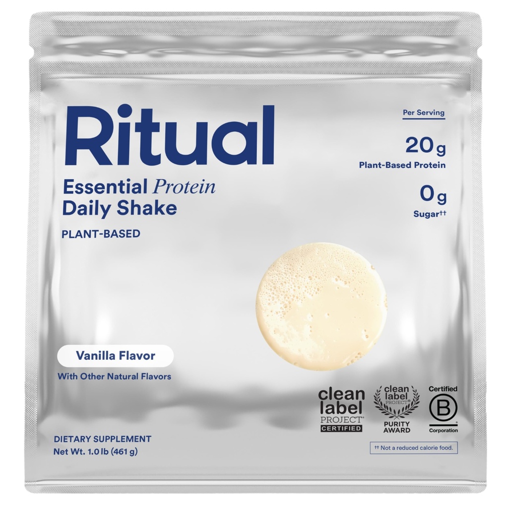 Ritual Vegansk Protein pulver med BCAA: 20g Organisk Pea Plantert-basert Protein fra Regenerative Gårder i USA, Komplett Aminosyre Profil, Glutenfri, Sukkerfri, Dairy Free, Vanilla, 1 Lbs
