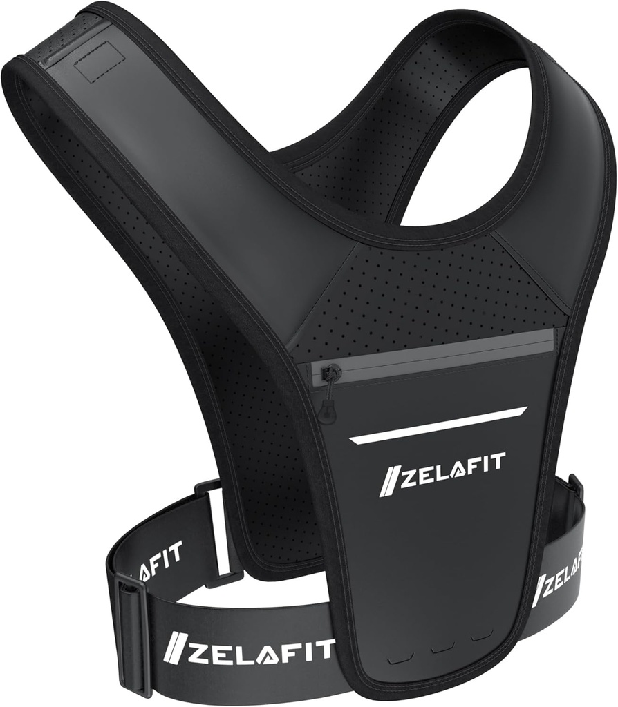 ZelaFitTM løper Vest for kvinner og menn løper telefonholder – perfekt for løper Gear, løper tilbehør, løper Essentials - lett bryst Rig telefonholder for løping (svart)