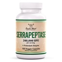 Serrapeptase 240 000 SPU Maks potens (120 Veggie Capsules) Proteolytisk Enzym for Sinus, Respirasjon og Felles Helse (Non-GMO, Glutenfri, Vegetarisk Safe) ved dobbel tre