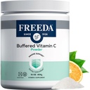 FREEDA Buffered vitamin C pulver - Gentle på magen, Kosher & Vegan, høyabsorpsjon immun støtte, sukkerfri kalsium askorbat antioksidant Supplement (16 oz)