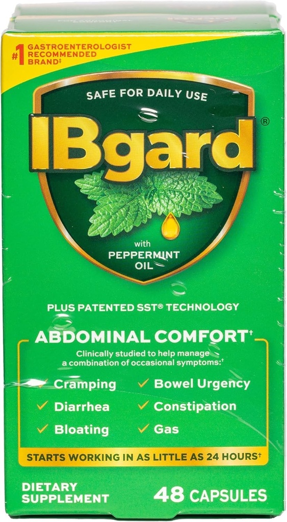 IBgard Gut Helse Supplement, Peppermynte oljekapsler for bukser komfort, 96 kapsler