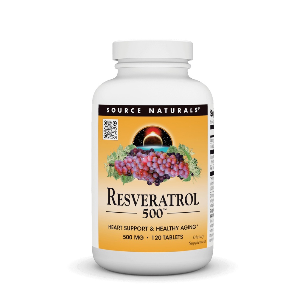 Kilde Naturals Resveratrol 500, hjerte støtte og sunn aldring*, 500 mg - 120 tabletter