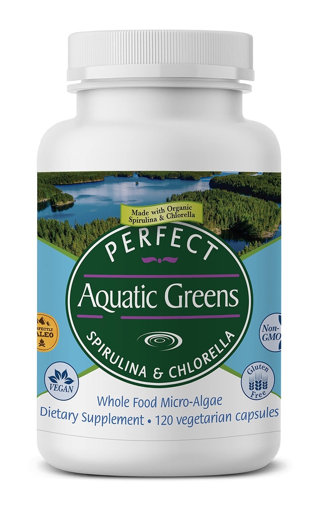 Perfekte kosttilskudd – Perfekte akvatiske grønnsaker – 120 grønnsaker kapsler – organisk spirulina og klorella Supplement – næringsrik supermat