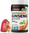 BIO KRAUTER Panax Ginseng Gummies - 1500 mg Styrke - 60 greve - Chewable Rød Ginseng Supplement - Immunstøtte Gummies - Vegan, Pectin-basert, Ikke-GMO