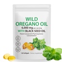 Olje av Oregano Softgels,Oregano oljekapsler organisk, 2-i-1 6000mg Olje av Oregano med svart frøolje 200mg,Oregano olje med svart frøolje softgels,120 Softgel kapsler