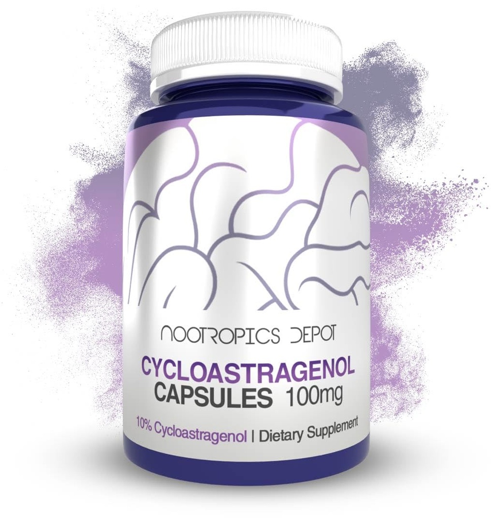 Nootropics Depot Cycloastragenol 10% Kapsler | 100 mg | 30 greve | Astragalus membranaceus | Cellular Health, Immunsupport, Lengden Telomere
