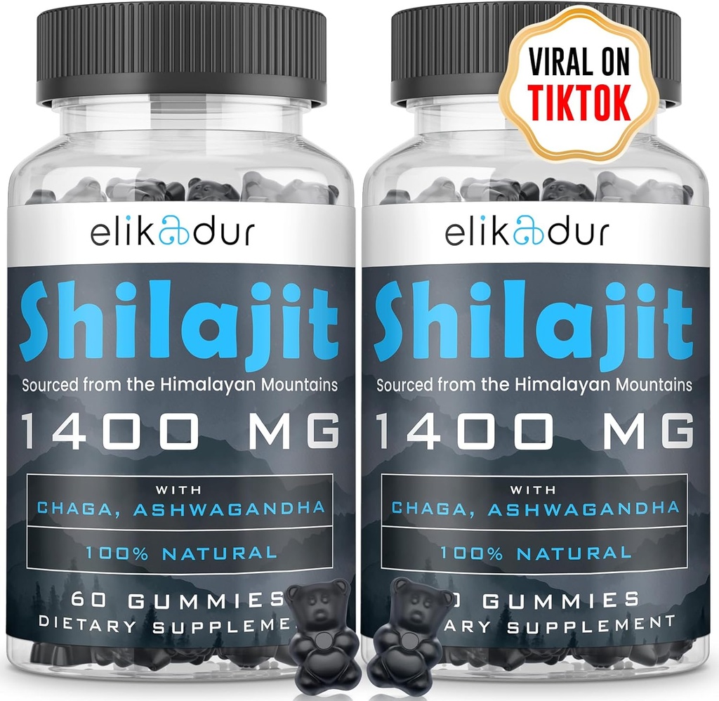 84 000 MG Organic Shilajit Gummies med 85 + spormineraler, Fulvic Acid, Shilajit for menn og kvinner, Energi og immun støtte, høy styrke gullkvalitet, sukker-fri, vegansk, 100% naturlig 120 gummier