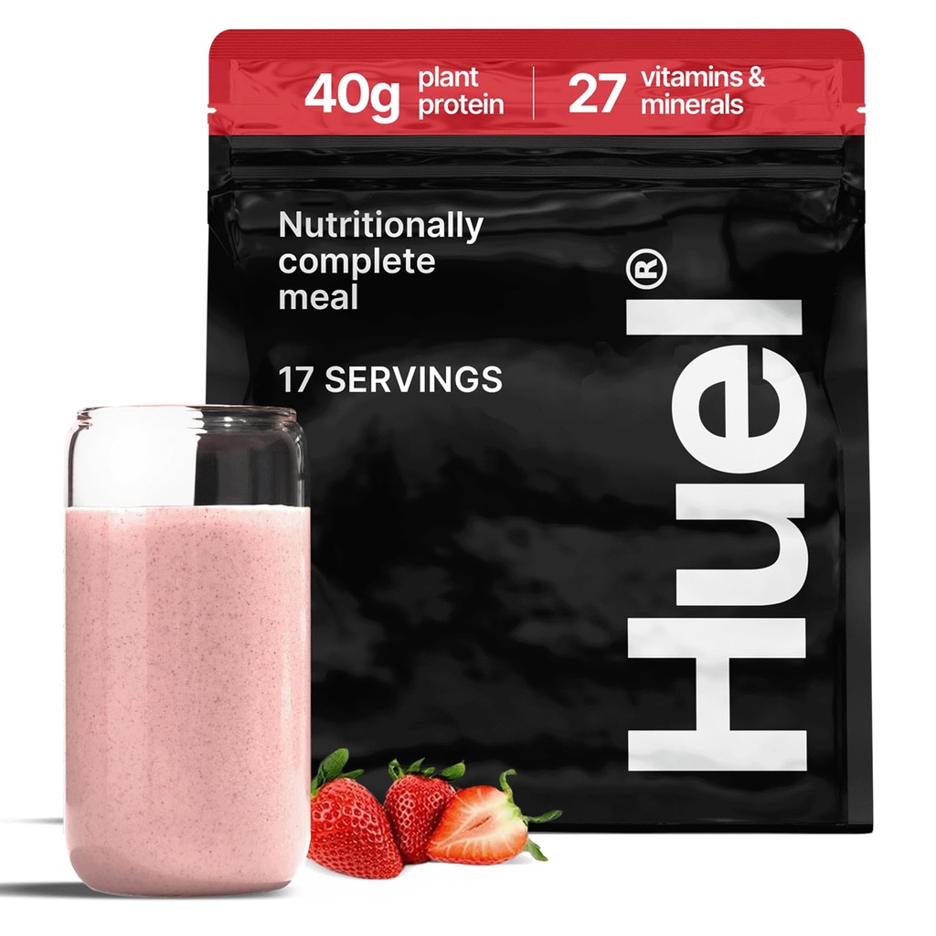 Huel Black Edition | Strawberry Shortcake 40g Vegansk Protein pulver | Ernæringsfull Fullstendig måltid | 27 vitaminer og mineraler, Glutenfri | 17 Serveringer ikke inkludert for å redusere plast