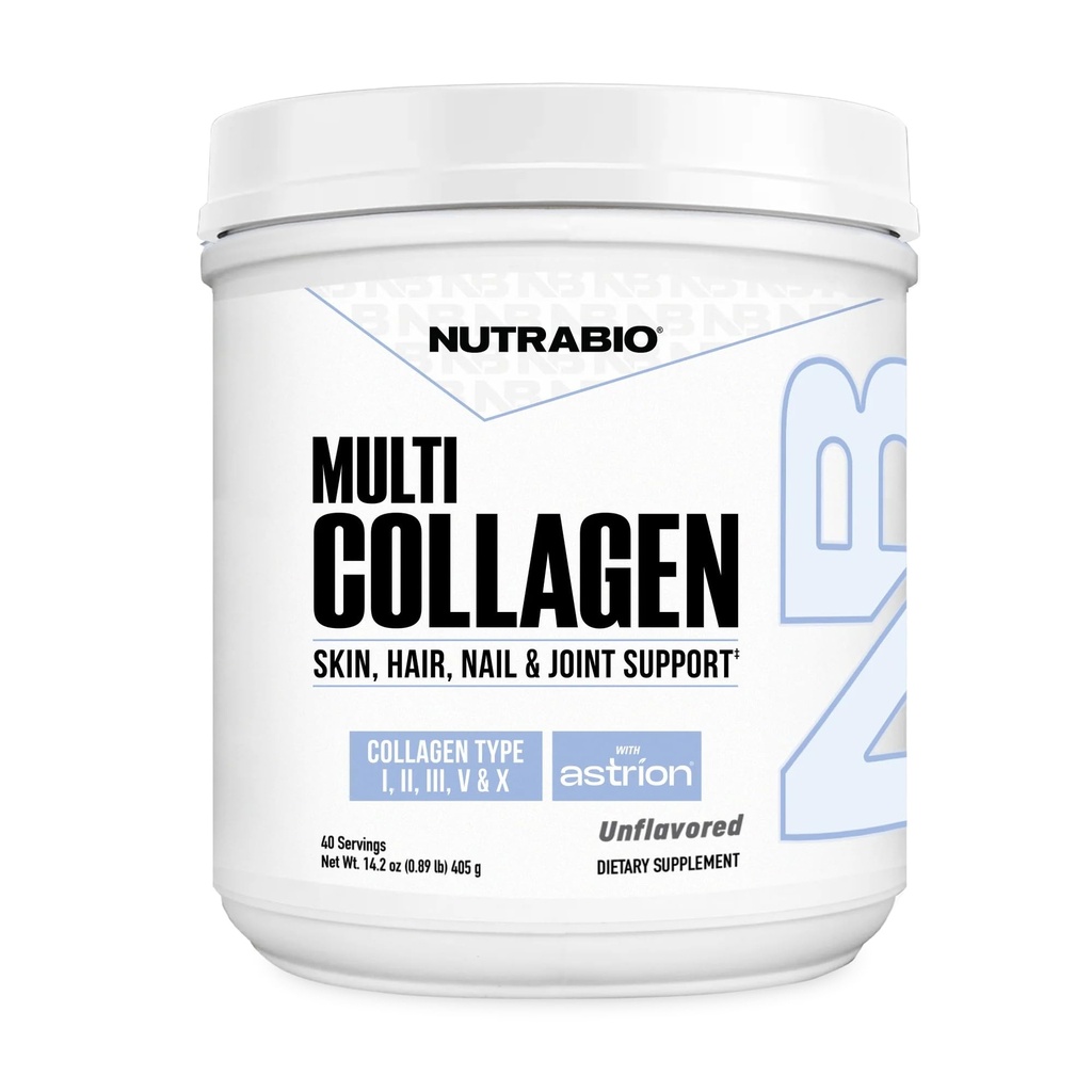 NutraBio Multi collagen pulver-hydrolysert collagen peptider for glødende hår og hud- Grass-fed-kollagen pulver for kvinner og menn- 40 serveringer