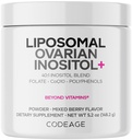 Koding Liposomal Ovarian Inositol pulver - Myo-Inositol & D-Chiro-Inositol 40:1 Blanding, Folat 5-MTHF, CoQ10, Pomegranat & Wild Blueberry - 2-måneders Supply - Blandet Berry Flavor - Ikke-GMO, 60 Serveringer