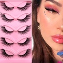 Fox Eye Lashes Wispy Eyelashes 19mm lang Cat Eye Angel Wing Lashes Faux Mink Falske Eyelashes Naturlig utseende 5 Par pakke(XF06)