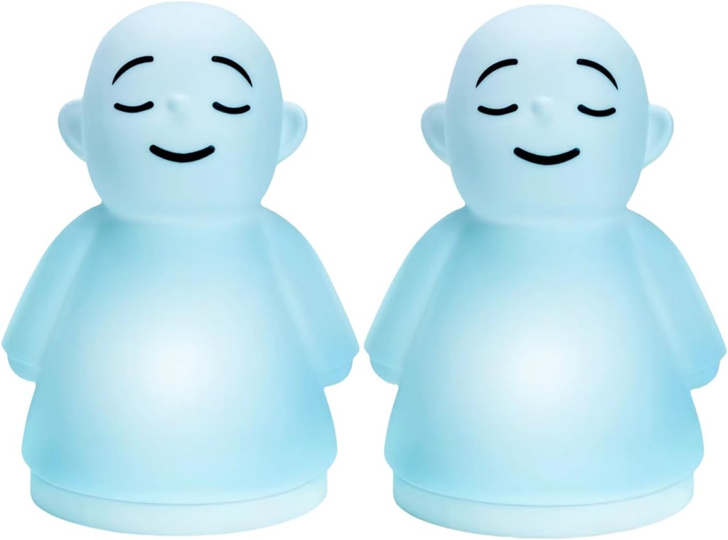 Sett med 2 Mindfulness Meditasjon Angst & Stress Relief Tool, avslappende elementer for voksne barn, oppgradert 2 i 1 berøring pustende natt lys