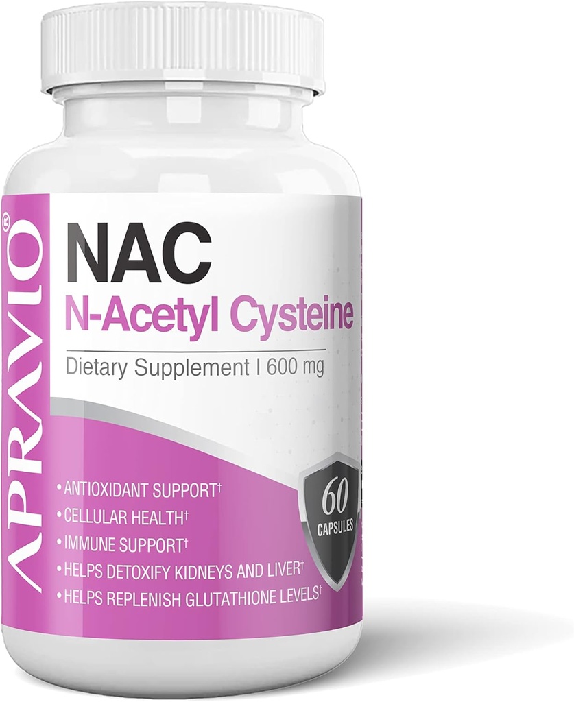 NAC Supplement (N-Acetyl Cysteine) 600 mg, Antioksidant støtte, immunstøtte, nyre- og leverhelse, 60 kapsler