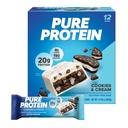 Pure Protein Bars, høyprotein, næringsrike snacks for å støtte energi, lav sukker, glutenfri, informasjonskapsler og krem, 1.76oz, 12 Pack