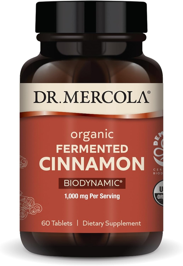 Dr. Mercola Biodynamisk organisk fermentert kanel - støtter Metabolsk helse - høyflavonoid kanelekstrakt - USDA organisk, ikke-GMO, glutenfri og soya-fri - 90 tabletter