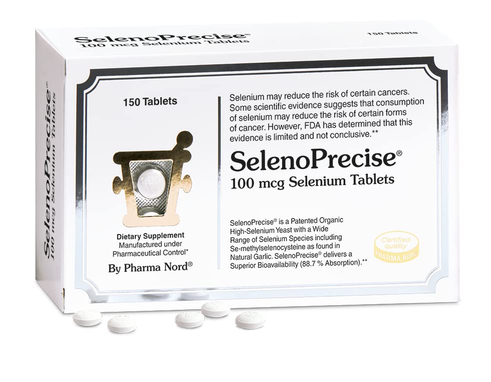 Pharma Nord Selenium 100 mcg SelenoPrecise | Thyroid støtte, immunsystem, antioksidant beskyttelse og hjertehelse | Garantert 88,7% Absorpsjon ® 150 tabletter