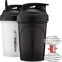 Hydra Cup ProFlow Shaker Flasker | Protein Shaker Cups med Whisk Ball, Leak-Proof Lid, Skjult bærehåndtak | BPA-fri Gym Mixer for Protein pulver, Blandetilskudd (2 Pack with Power Whisk)