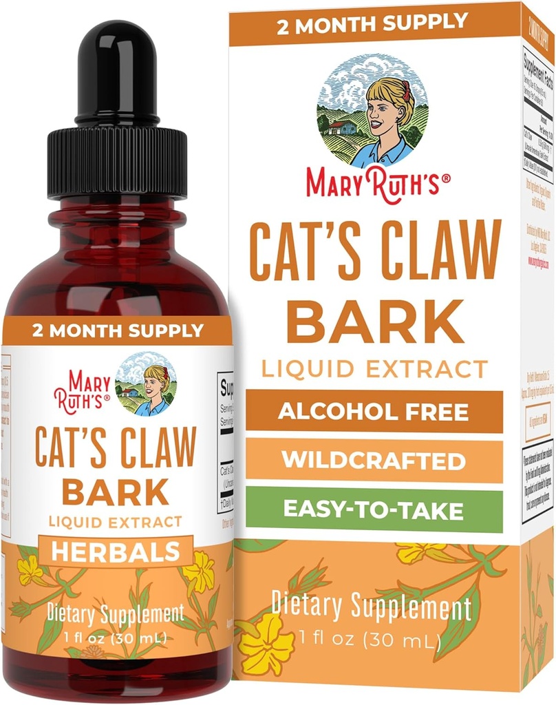 MaryRuth Organics Cat's Claw Herbal flytende  Drop 2 måneders forsyning | Unflavored Cats Claw Tinktur | Uncaria tomentosa | Ikke-GMO-prosjekt verifisert | Vegansk | Glutenfri | Sukkerfri | 1 Fl Oz