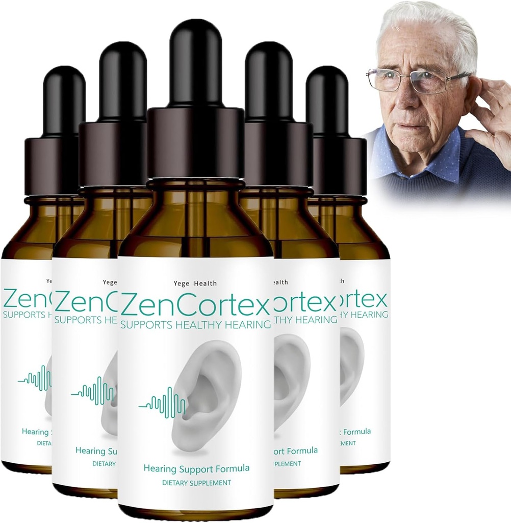 Tinnitus relief for ringing øre, Zencortex Cortex øredråper, Zencortex for tinnitus, hjelper med Eardrum helse, fremmer revisjon klarhet, flaske i 30 dager (5 pakke)