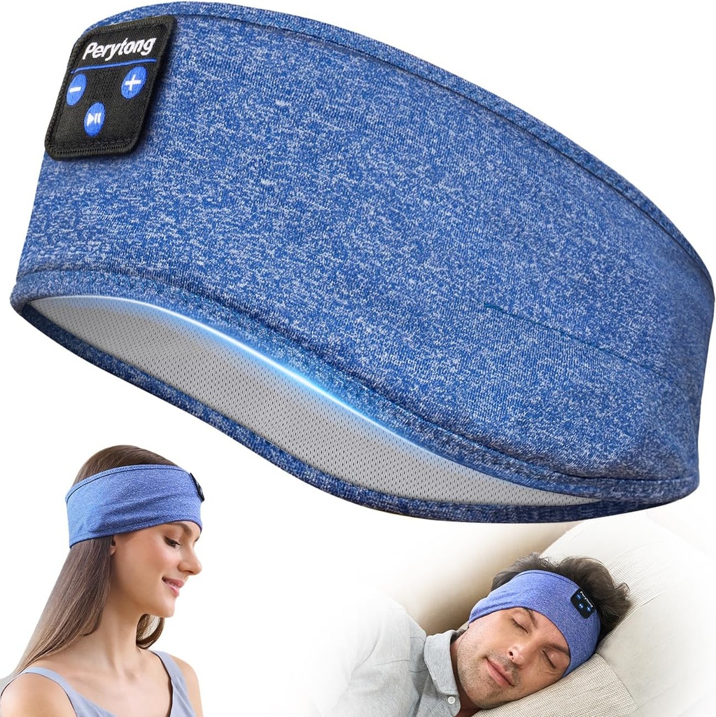 Perytong Bluetooth Headband hodetelefoner, søvn hodetelefoner Bluetooth for side sovende - sovende hodebånd med tynn høyttaler mikrofon håndfri gave ideer for kvinner