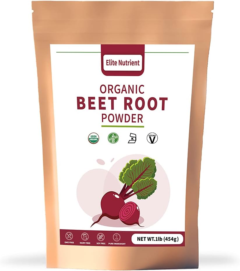 Organic Beet Root Powder, Ikke-GMO, Glutenfri, Vegansk Supermat, Nitric Oxid Booster, Øk Stamina & Forbedre mosjon ytelse (16 oz.)