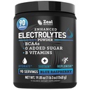 Zeal Naturals Electrolyte pulvergjenvinningsdrikk (90 serveringer blå bringebær) w 0 sukker + BCAA + B-vitaminer Electrolyte Supplement w Kalium sink & magnesium for Hydration - Keto elektrolyter