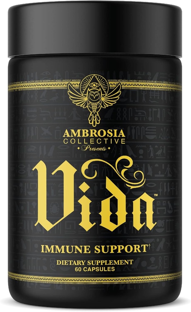 Ambrosia Vida immunisme støtte, eldrebær, vitamin C, vitamin D og sink Supplement, immunsystem Booster (60 kapsler)