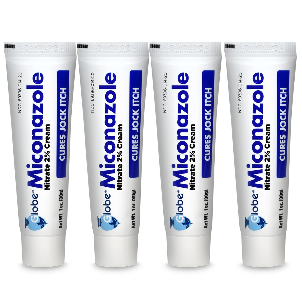 Globe (4 Pack) Miconazole Nitrate 2% Antifungekrem, Cures Mest atleter Fot, Jock Itch, Ringorm og mer. 1 OZ Tube