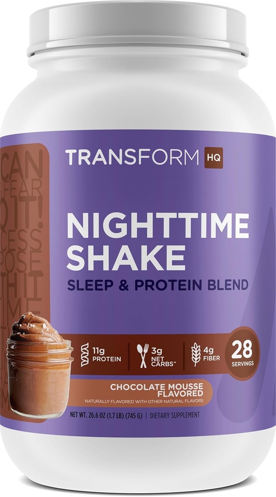 TransformHQ Nighttime Shake, søvn + proteinblanding, 28 serveringer, sjokolade mousse flavor