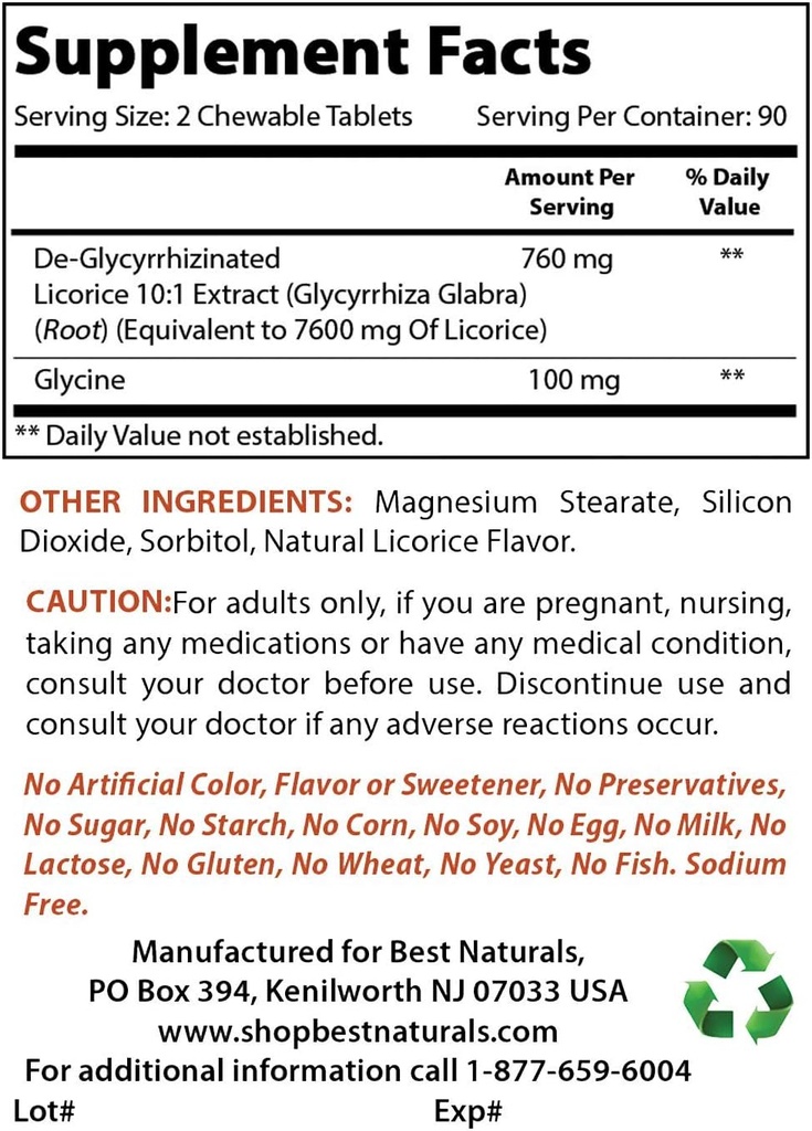 Beste Naturals DGL Chewable 380 mg & L-Glutamin 500 mg