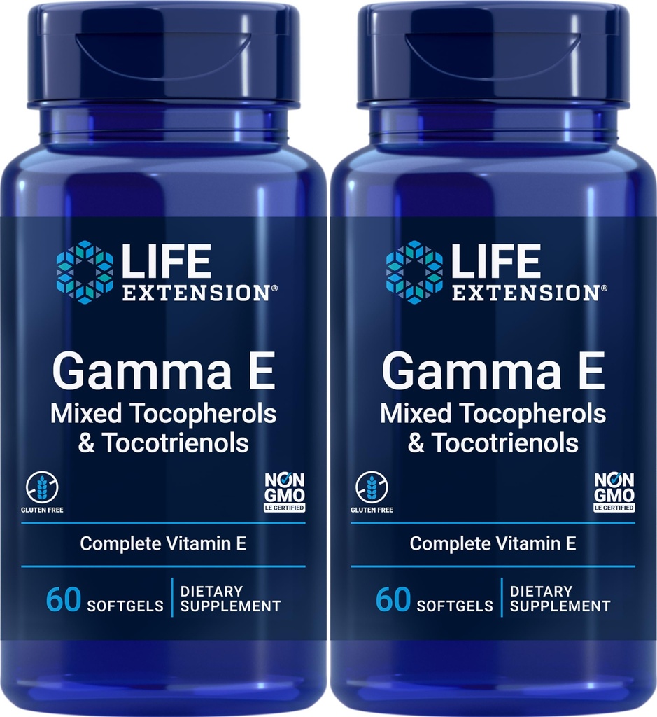 Life Extension Gamma E blandet tokoferoler og tokotrienoler 60 Softgels (pakke med 2)
