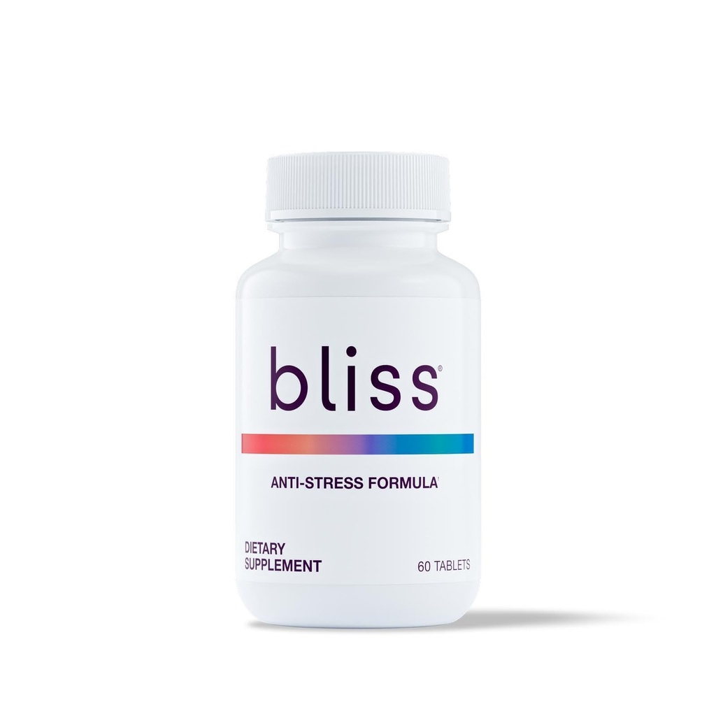 Bliss Herbal Stress Support - Adaptogene tabletter med Ashwagandha, Rhodiola & L-Theanine - fremmer ro, humørbalanse og mental klarhet - Vegan & glutenfri - 60 tabletter